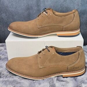 New Freeman Derby Shoes Tan Memory Foam Faux Suede Mens Size 10